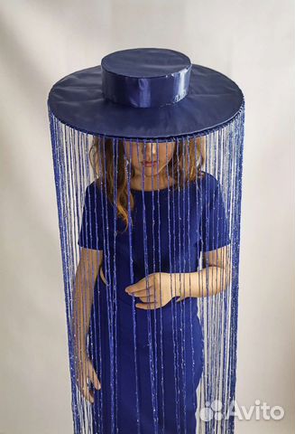 Шляпа с бахромой синяя для фото