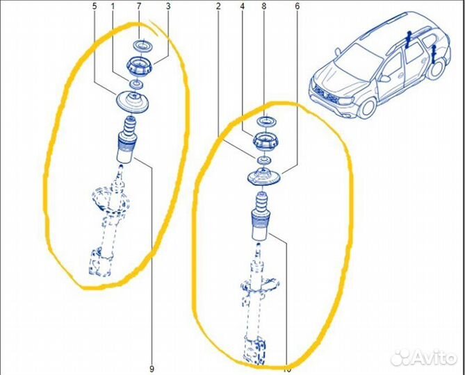 Амортизатор задний Renault Duster HJD