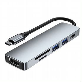 Адаптер/Переходник USB-C HUB 6 в 1 для MacBook Pro