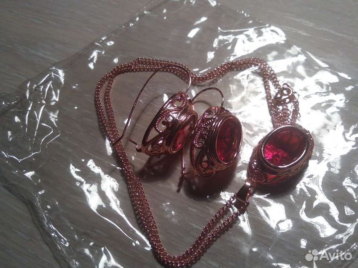 Серьги + кулон с цепью