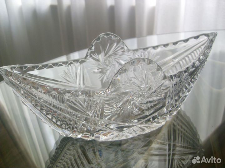 Ваза Ладья Хрустальная Хрусталь СССР Салатник
