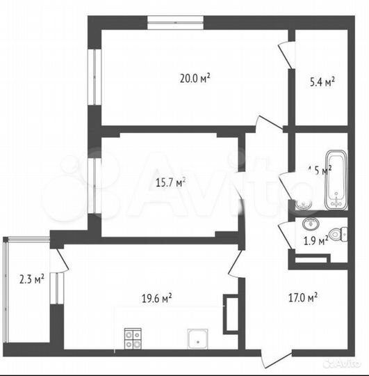 2-к. квартира, 88 м², 6/10 эт.
