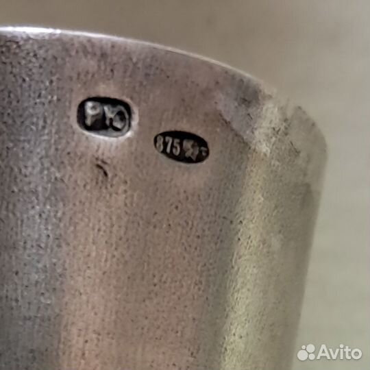 Серебряный набор: три рюмки и поднос. Старинный