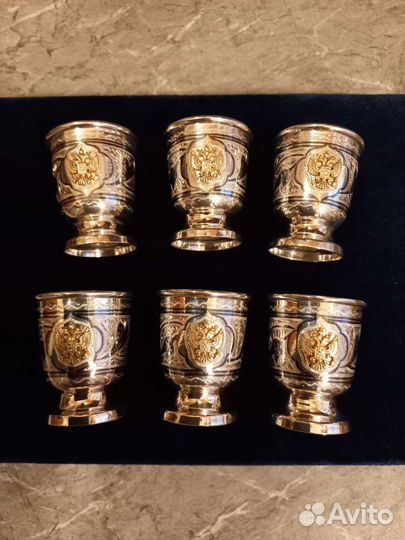 Серебряные стопки набор Кубачи на 35млл