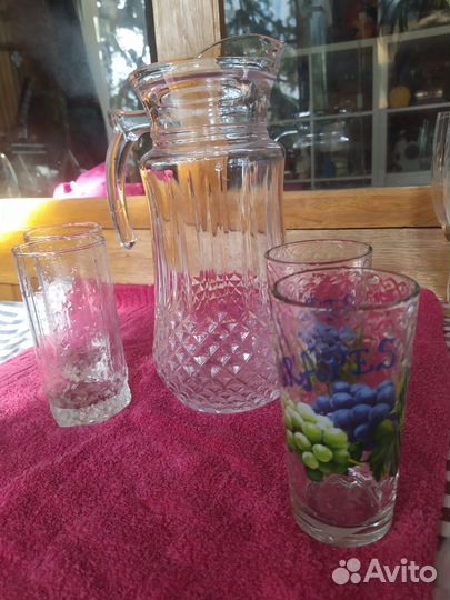 Кувшин стекло СССР и бокалы к нему