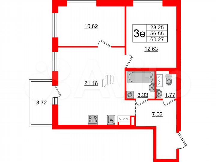 2-к. квартира, 56,6 м², 13/14 эт.