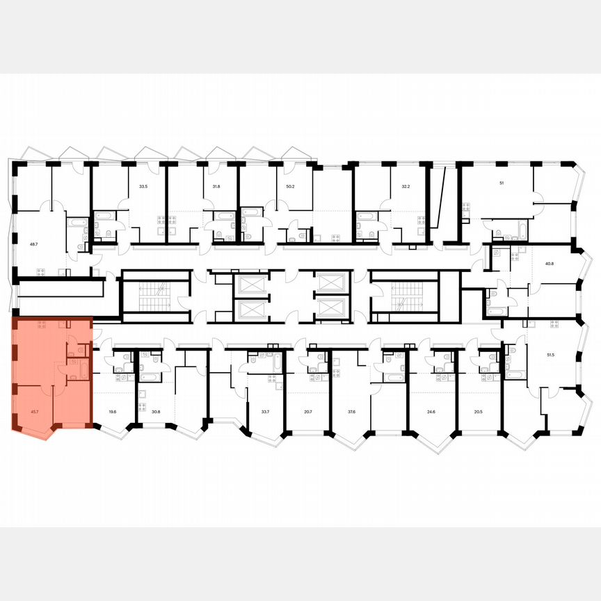 2-к. квартира, 45,7 м², 4/31 эт.