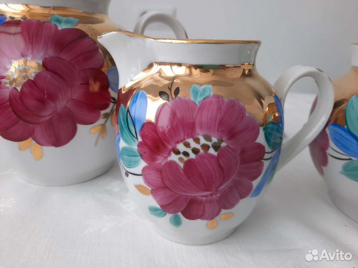 Молочник СССР Дулево пион на золотом