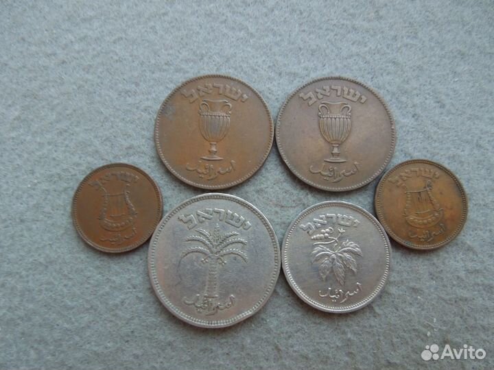 5,10,50,100 прут 1949 г Израиль с разновидностью