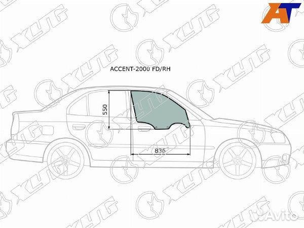 Стекло боковое опускное hyundai accent