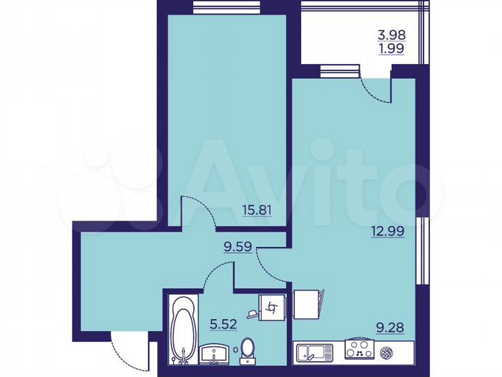 1-к. квартира, 55,2 м², 2/18 эт.