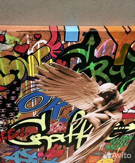 Современная картина граффити поп арт Статуя Ангел