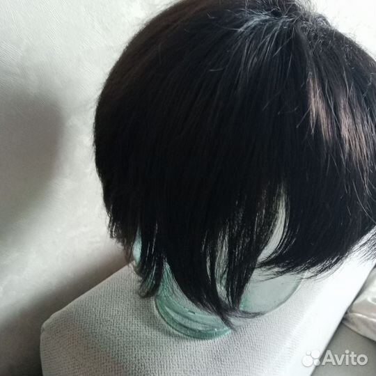 Парик черный каре с челкой