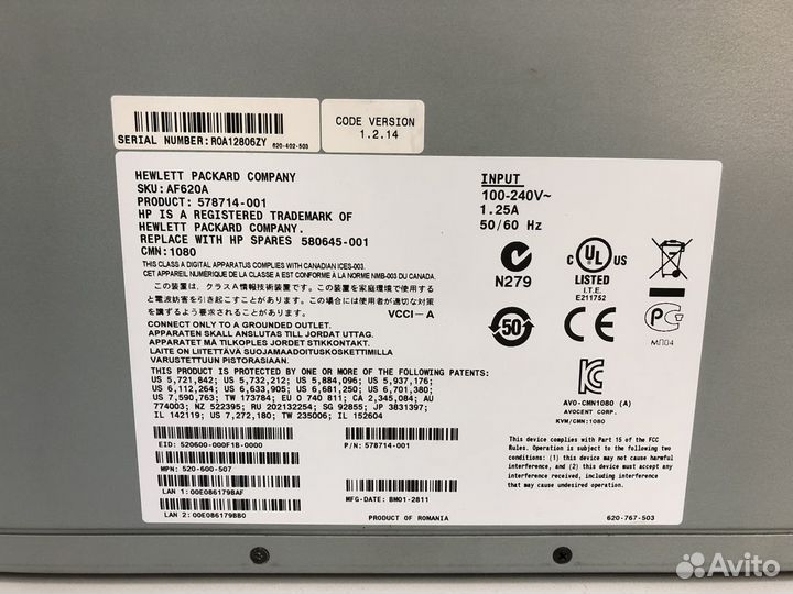 KVM HP IP Console Switch G2 1x1Ex8 AF620A