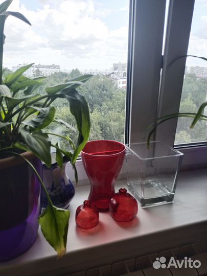 Вазы стекло икеа + гранат 2 шт