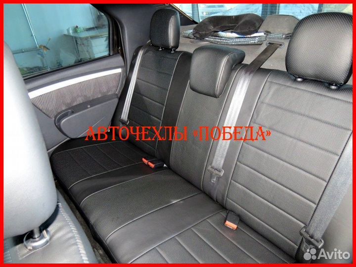 Чехлы Renault Logan 1 из экокожи чёрные Классика