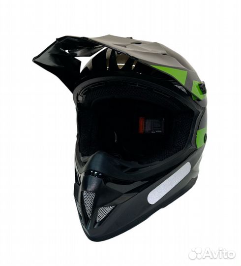 Шлем кроссовый детский Bilt Evo черный зеленый XL