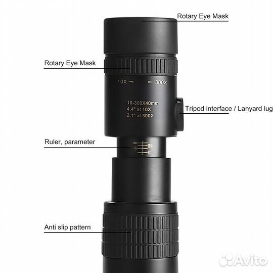 Профессиональный телефонный монокуляр 10-300X