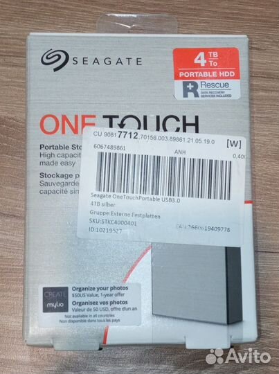 Внешний HDD Seagate One Touch 4Tb