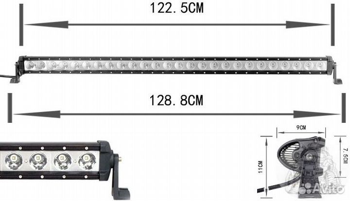 Фара диодная CH029B 260W (26*10W) 110*90*75*1288мм