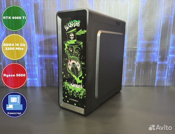 Мощный пк 2024 AMD5600-RTX4060Ti-16DDR4-LXZ536-A520