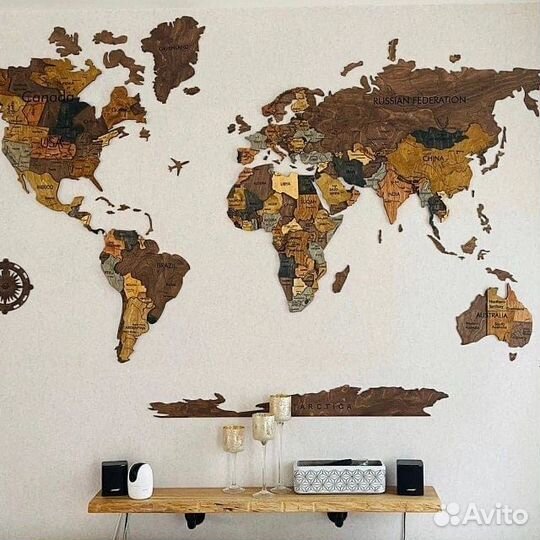 Многоуровневая 3D карта мира без подсветки