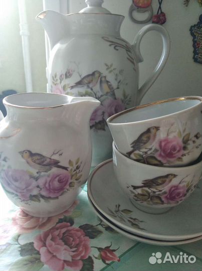 Сервиз кофейный. Соловей и роза.Винтаж.ссср