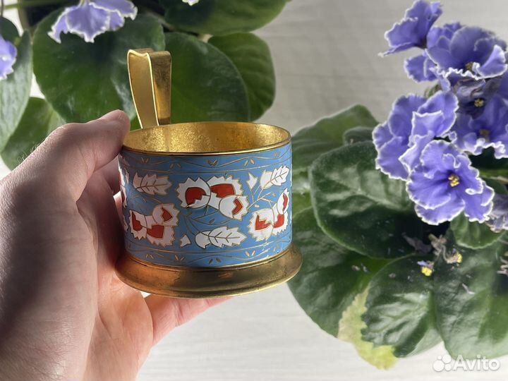 Подстаканник Лесные орехи Латунь/Эмаль