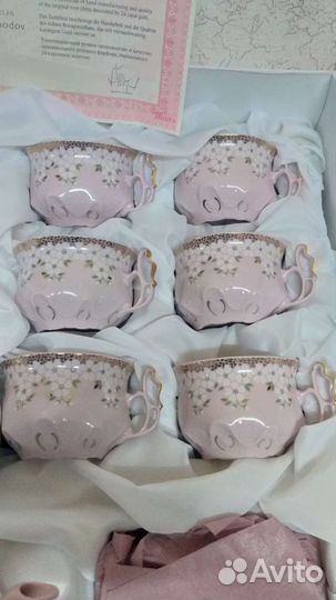 Чайный сервиз из чешского розового фарфора