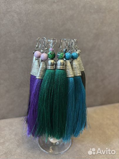 Серьги кисточки ручной работы