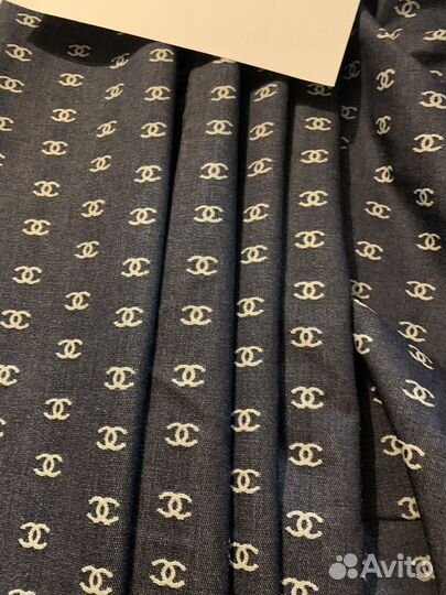 Ткань Италия джинс Chanel с лого