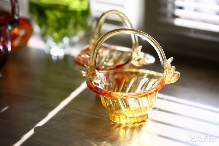 Ваза цветное стекло СССР конфетница