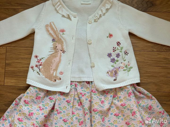 Платье и кардиган next 6-9 в идеале