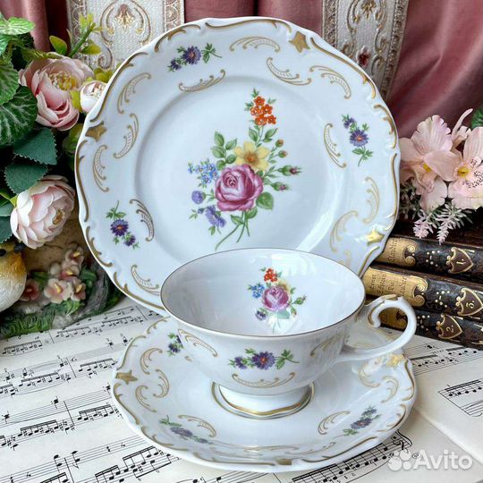 Антиквариат Чай/кофе трио Reichenbach Райхенбах