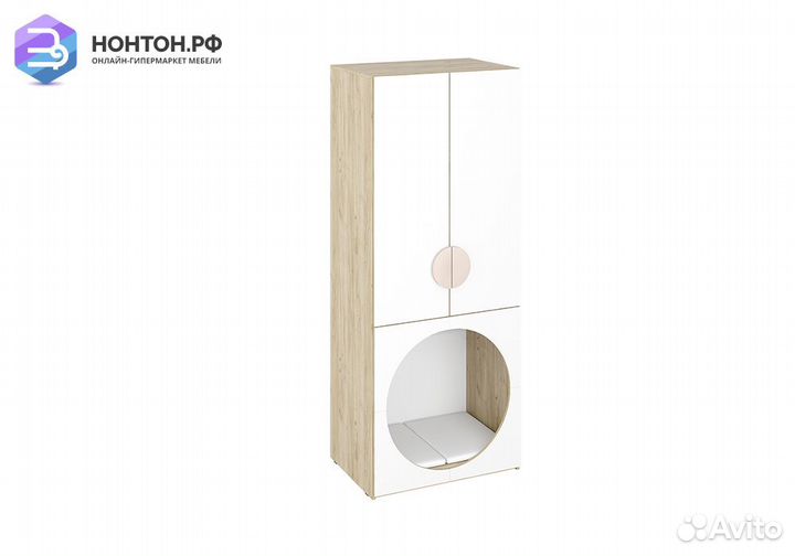 Шкаф двухдверный Мирра с сиденьем дуб крафт серый