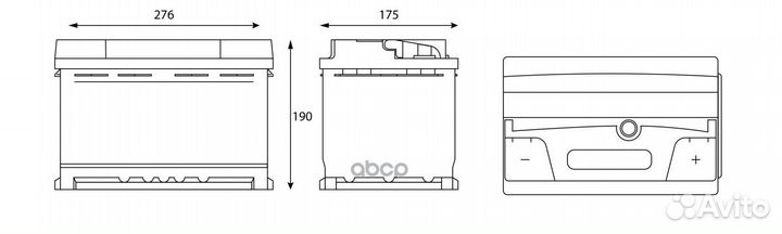 Аккумулятор gladiator EFB 77 Ah, 770 A, 276x175