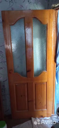 Дверь деревянная со стеклом бу, 2 шт