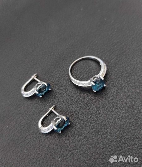 Серьги и кольцо серебро