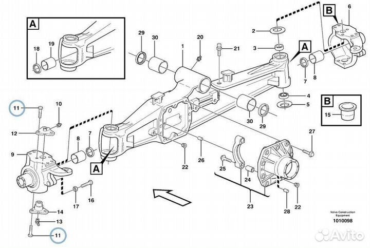 81867688 Болт шкворня для экскаватора погрузчика