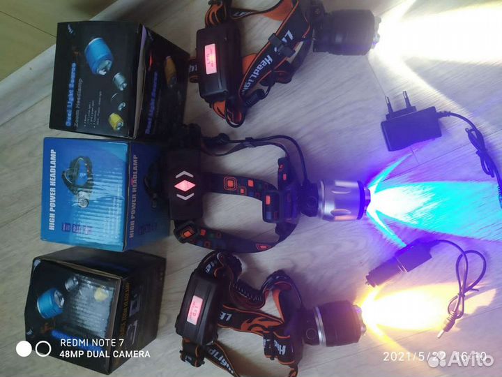 Фонарь налобный аккумуляторный для рыбалки - охоты