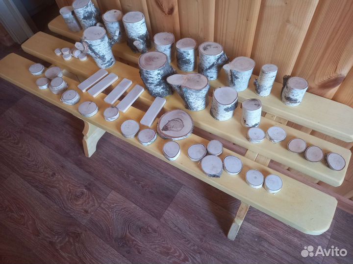 Пеньки, брусочки, спилы. Шлифованные