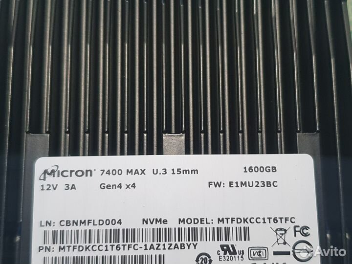 Серверный SSD Micron 7400 MAX 1.6TB