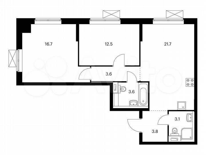 2-к. квартира, 65 м², 20/24 эт.