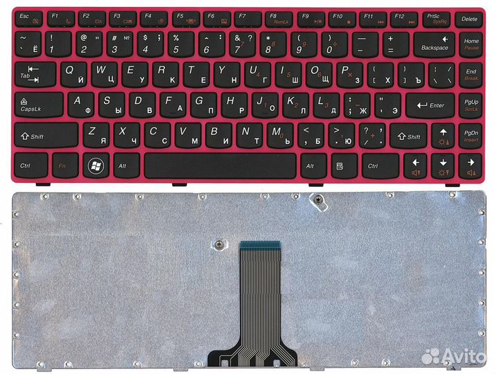 Клавиатура Lenovo Z470 черная с красной рамкой