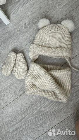 Комплект шапка, шарф, варежки zara