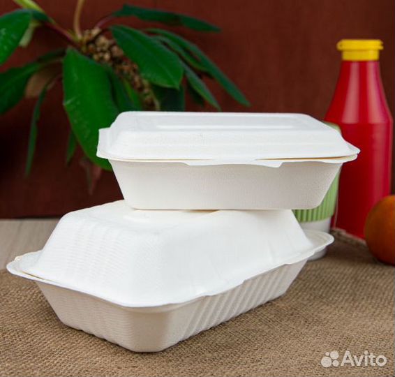 Ланч Бокс из сахарного тростника биоразлагаемый