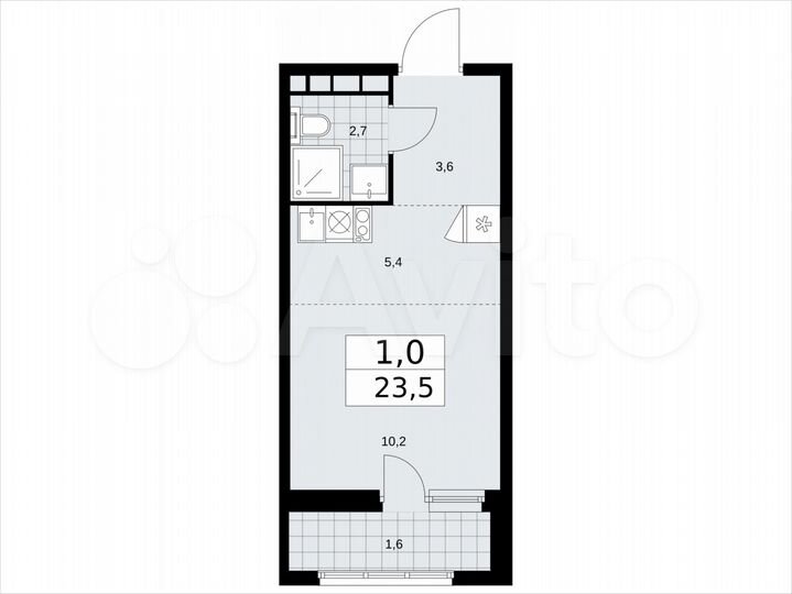 Квартира-студия, 23,5 м², 16/24 эт.