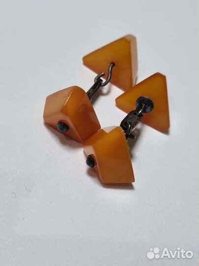Запонки янтарь из СССР редкие красивый желтый