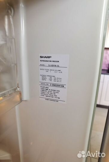 Sharp SJ-691N-SL холодильник широкий 76см