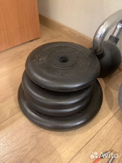 Скамья для жима, гриф, блины